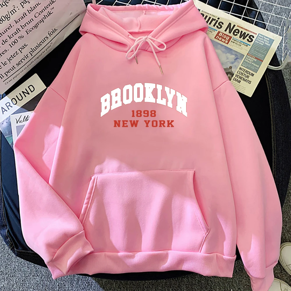 Brooklyn 1898 New York Oversized Hoodie MEN Harajuku Sense of Design Sweatwear Couple Sweatshirt Fashion Handsome Four Seasons