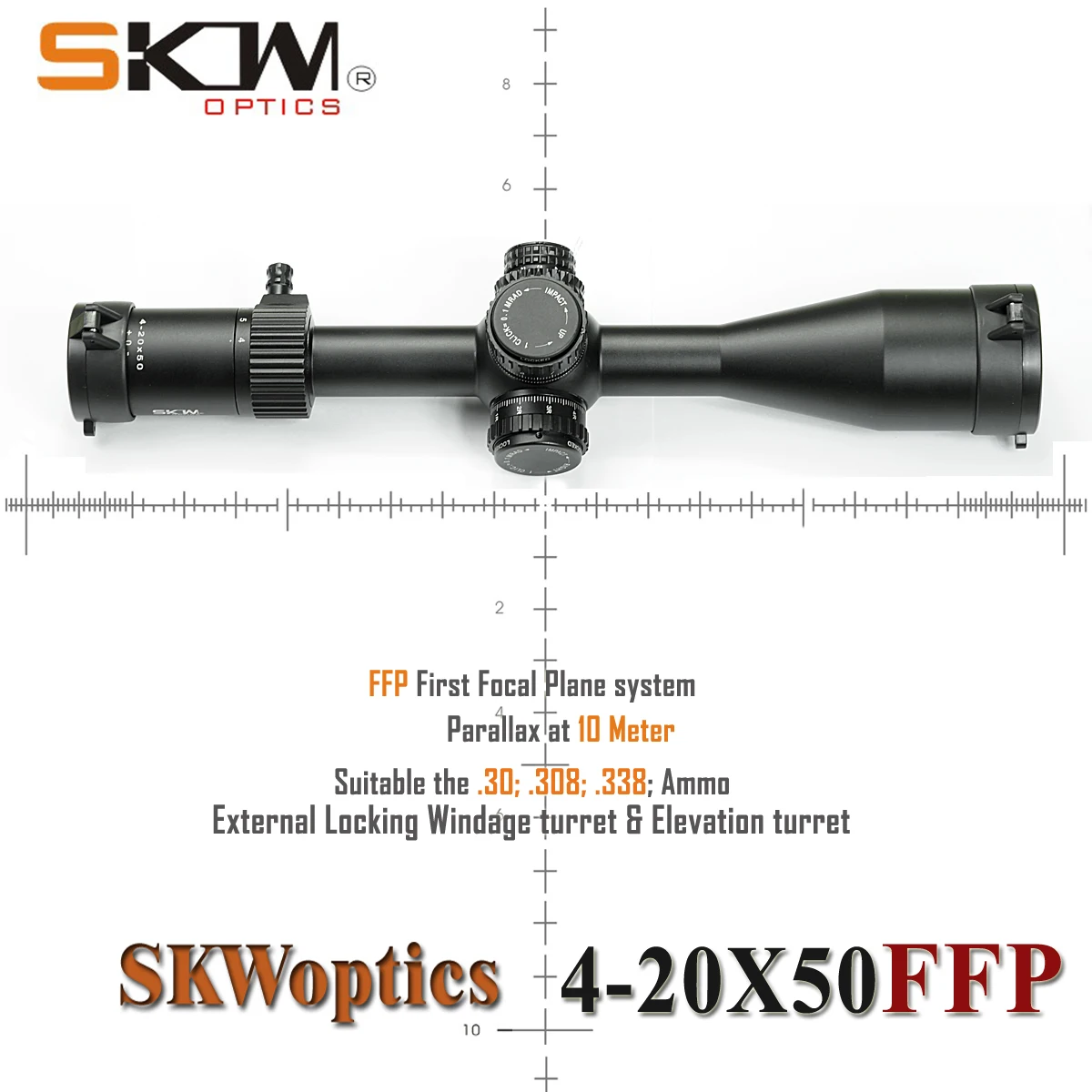 

Оптический прицел дальнего действия SKWoptics, 4-20x50, FFP-MIL-B, первая фокусная плоскость, охота, тяжелая работа