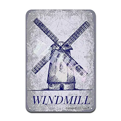 Hand Drawn Windmill Pattern Iron Poster Painting Tin Sign Vintage Wall Decor for Cafe Bar Pub Home Beer Decoration Crafts