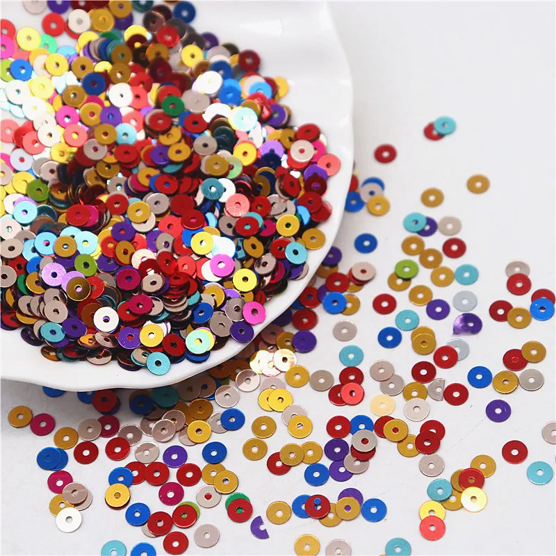 Glitter Sequins 3mm 4mm 5mm 6mm Paillettes Flat Round Loose Sequin for Sewing Wedding Craft Garments Scrapbooking Accessories