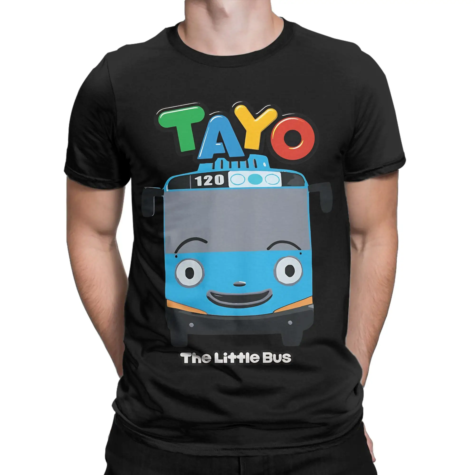 Cartoon Public Transport  Classic Tayo the Little Bus Novelty Graphic 100% Cotton T-Shirt Tops Tees For Men