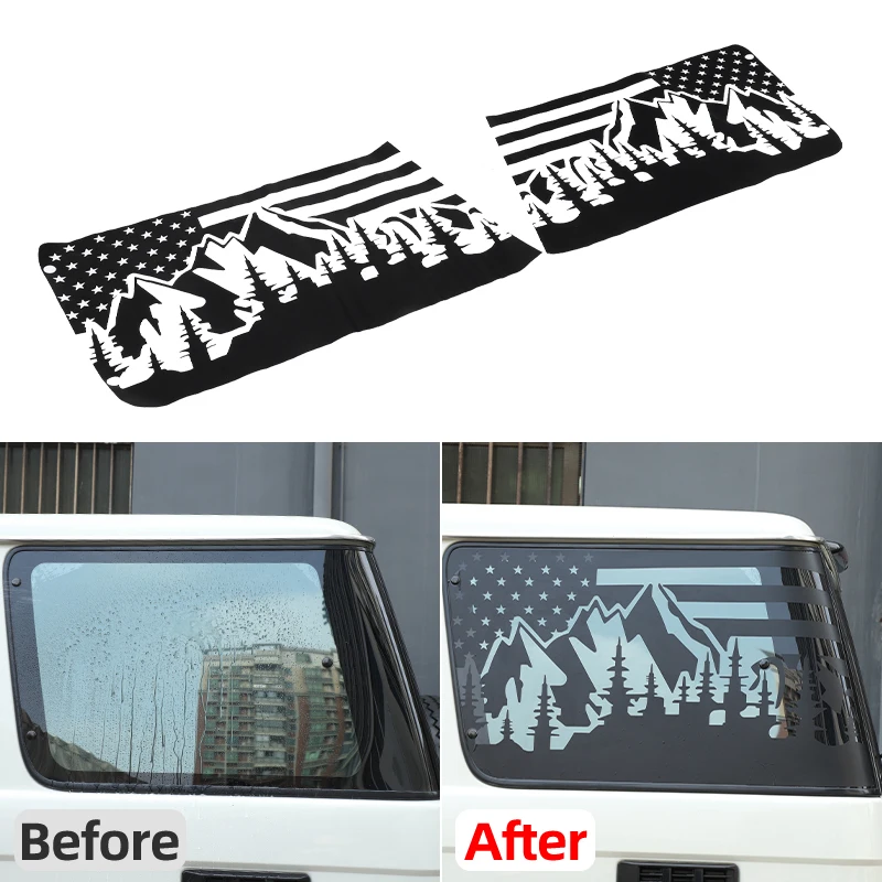 

For Toyota Land Cruiser LC76 2007-2026 Car Decoration Vinyl Window Sticker Union Jack Decal 2pcs Honeycom /Topographic map