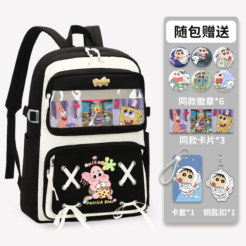 SpongeBob Backpack 2025 New Fashionable Cartoon Cute Print School Bag Large Capacity Lightweight School Backpack