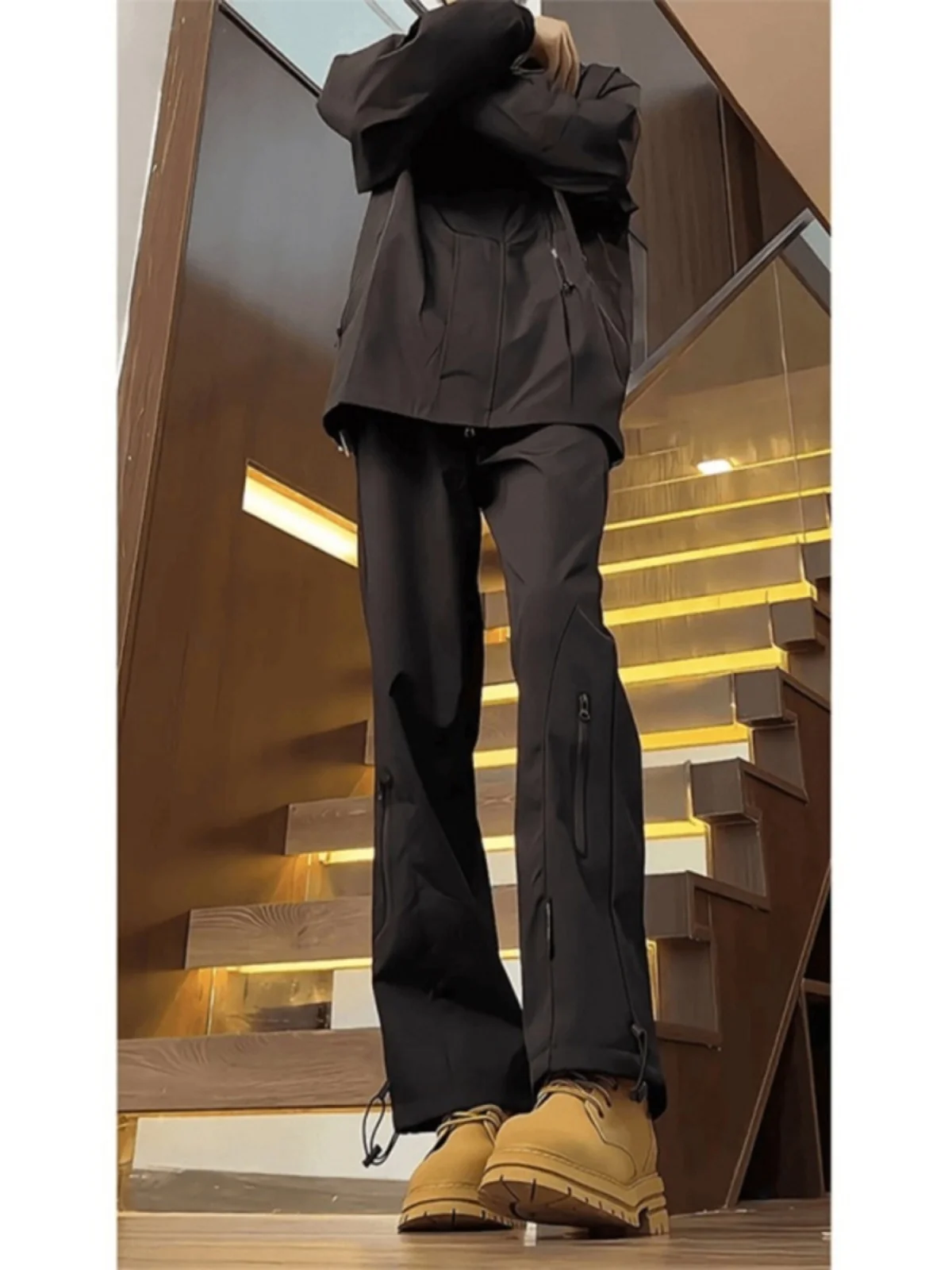

Waterproof Fce Lined Thi Men's Cargo Pants American Retro Sle Boots Matching Winter Workwear Trousers