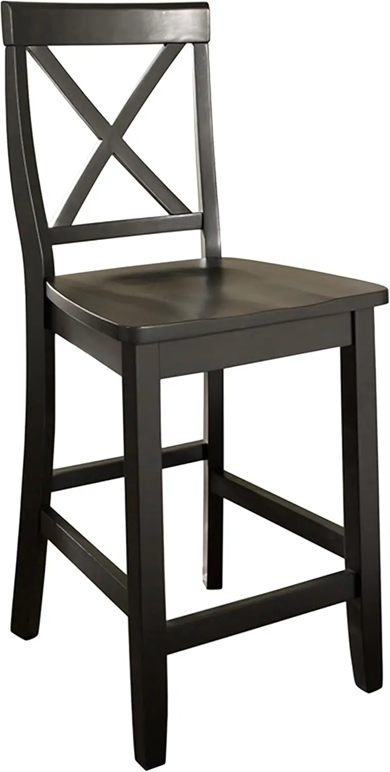 Crosley Furniture X-Back Bar Stool (Set of 2), 24-inch, Black