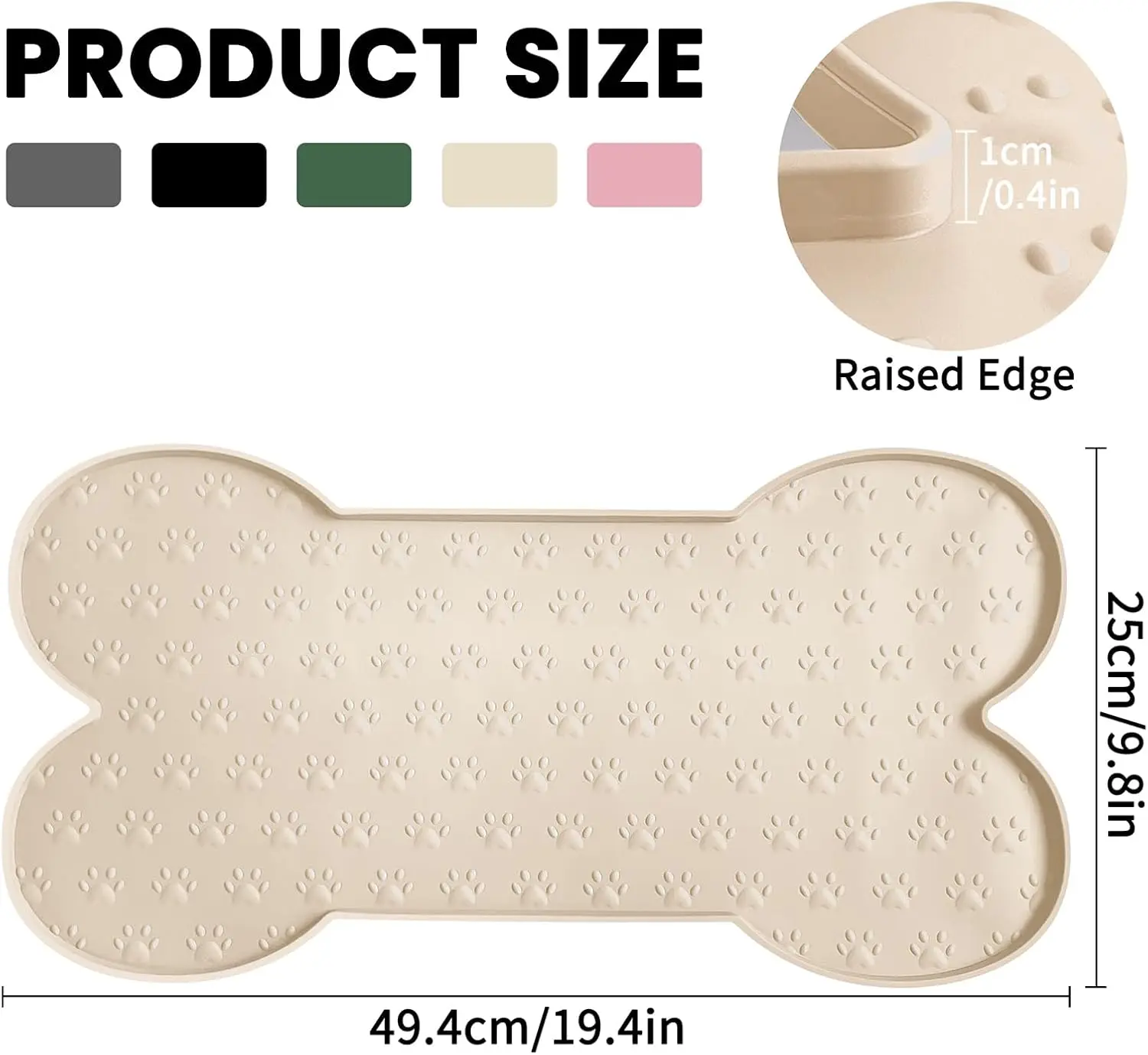 Anti-Slip Silicone Dog & Cat Feeding Mat – Waterproof Pet Bowl Mat with Raised Edge