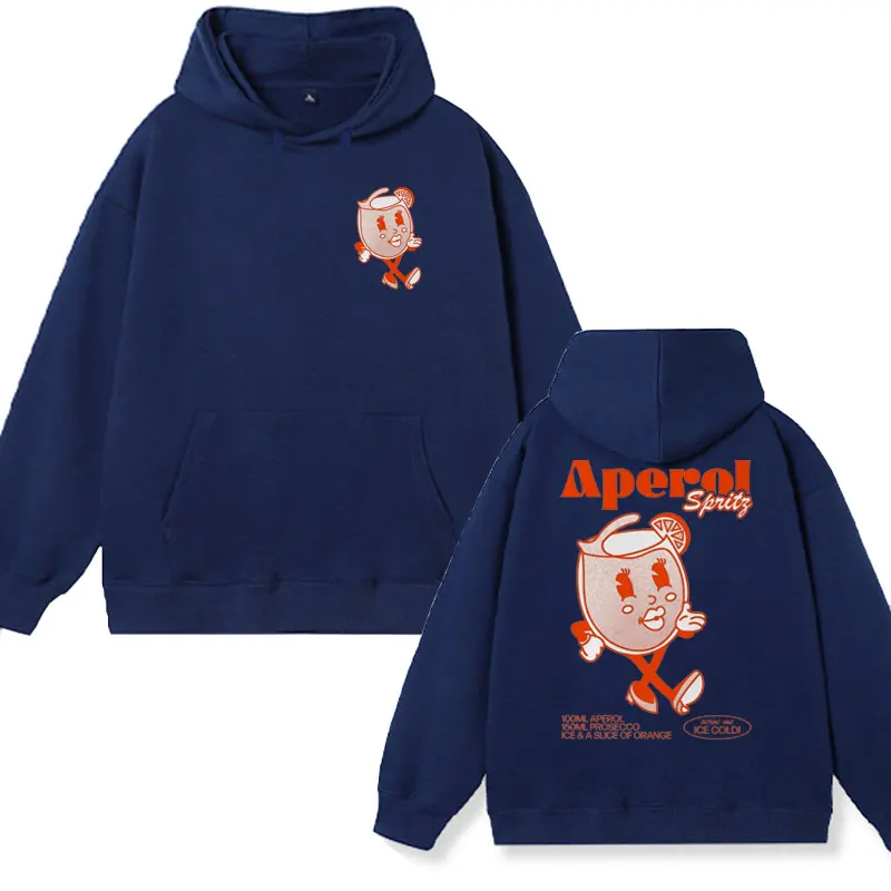 Funny Aperol Spritz Cocktail Meme Print Hoodie Men Women's Fall and Winter Long Sleeve Oversized Sweatshirt Couple Cute Pullover