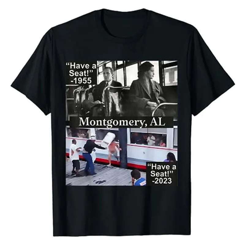 Top Cool Cotton Short Sleeve Blouses Montgomery Alabama Brawl Folding Chair Riverboat Fight T-Shirt Humor Funny Graphic Tee Y2k