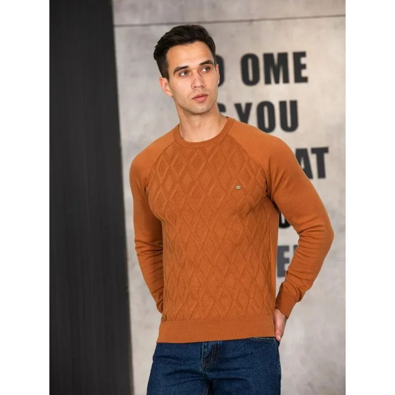 

Men's Sweaters, Long Sleeve Knitted Jersey with Round Neck Solid Color, Winter Fashion, New Warm Men's Sweaters