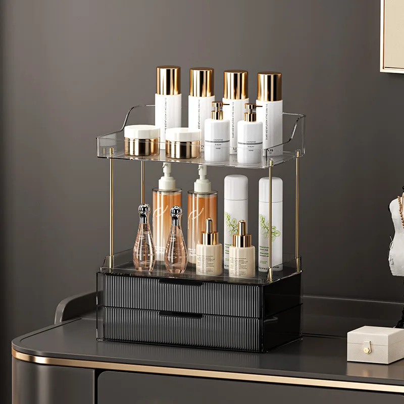 Bathroom Storage Shelf Multi Functional Large-capacity Makeup Organizer 2-layers Vertical Desktop Shelves Bathroom Accessories