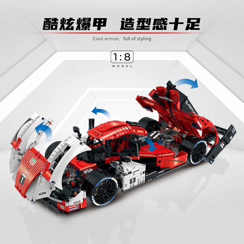 2023 New Technical MOC Idea Remote Control Racing Car Building Blocks Bricks Model Assembling Toys for Boys Christmas Gift Set