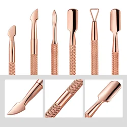 1 Pcs Nail Cuticle Pusher Rose Gold Double-ended Stainless Steel Dead Skin Push Remover Non-Slip Nail Art Cuticle Remover Tool