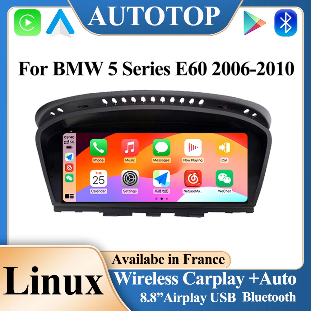 AUTOTOP Wireless CarPlay Android Auto Multimedia Linux Screen For MW 5/3 Series E60/E61/E62/E63/E90/E91/E92/E93/M3 CCC CIC 2Din