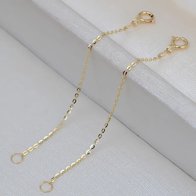 ZHIXI Real G18K Gold Extension Chain Necklace Extension AU750 Gold Spring Chain Tail Necklace Extension 5cm DIY0055