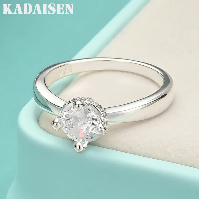 925 Sterling Silver Classic Four Claw Zircon Ring For Women Wedding Engagement Party Fashion Charm Jewelry