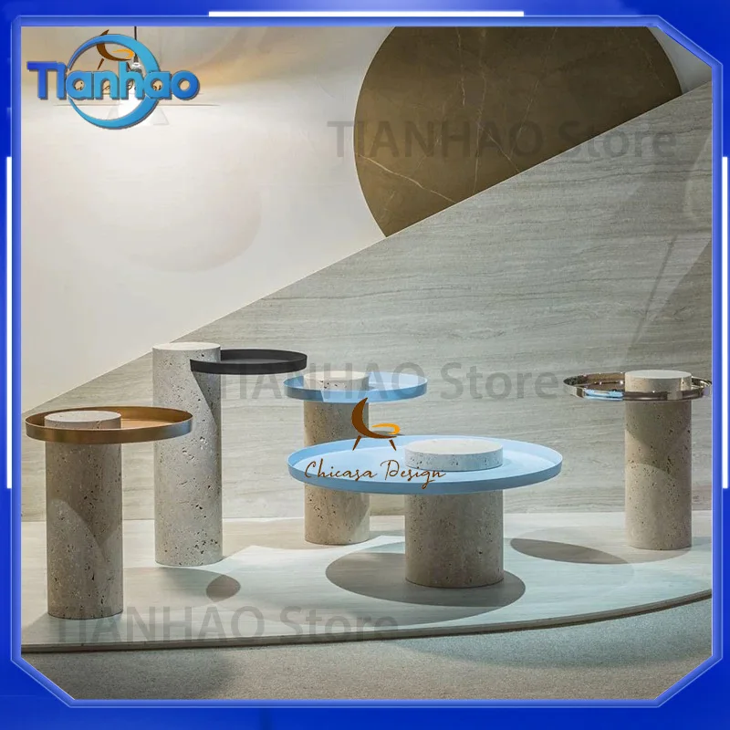 Modern Side Table with Marble Finish and Stainless Steel Magazine Rack for Living Room Furniture Home Decor