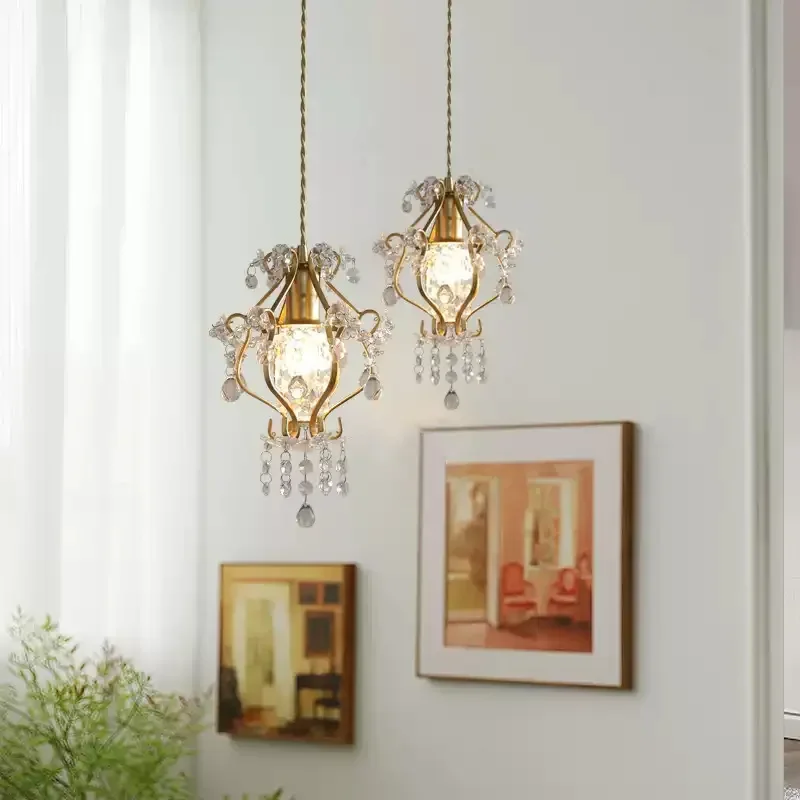 Средневековая элитная хрустальная люстра для спальни, американский свет, роскошная вилла для проживания в семье, гардероб, вход, балкон, эркер