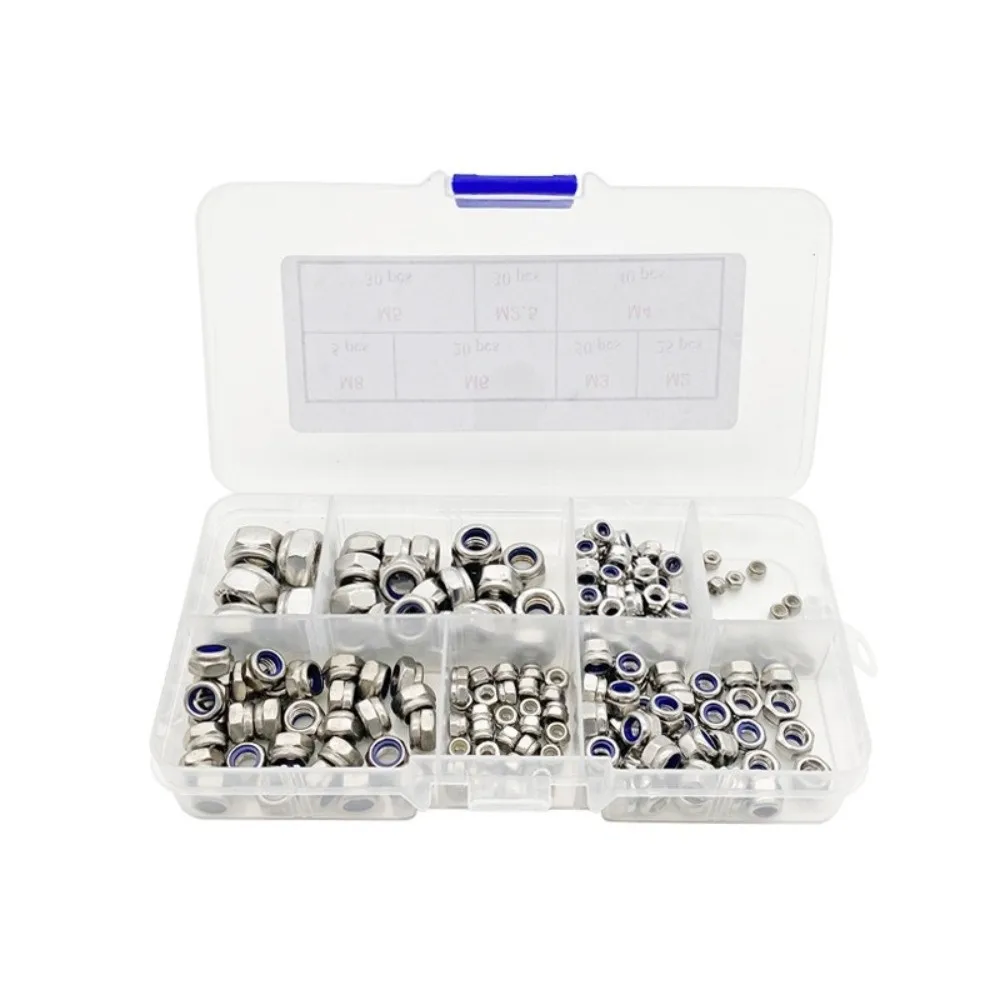 

Metal Hexagon Nuts Kits Hex Design High Strength Nylon Insert Lock Nut Vibration Proof M2-M8 Metric Locking Nuts