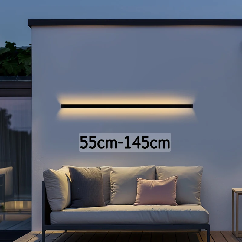 

Современный светодиодный настенный светильник 55-145 см, уличный, водонепроницаемый, 85-256В, длинный настенный светильник для балкона, виллы, сада, декора дома