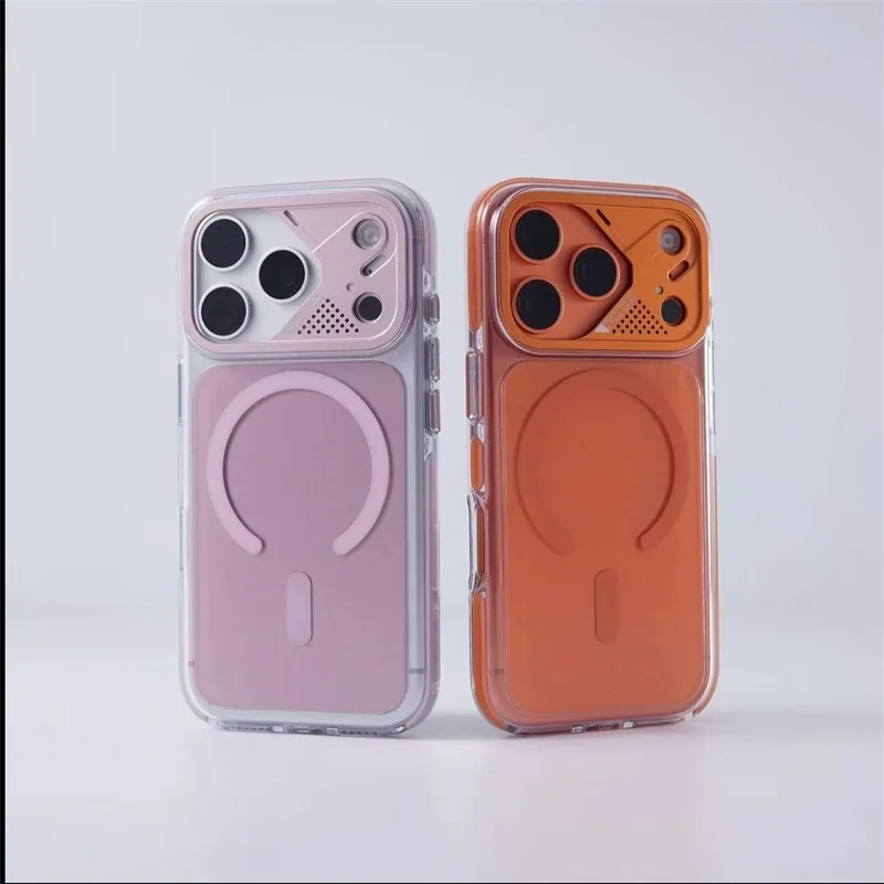 

Luxury For Magsafe Magnetic Wireless Charging Case For iPhone 17 Pro Max Technology Style Metal Lens Protection Shockproof Cover