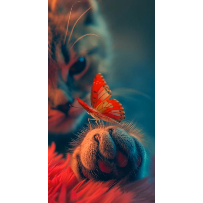 

500/1000/1200/2000 PCS Jigsaw Puzzles Harmony Cat and the Butterfly Animal Family Activity Game for Gameroom Bedroom Home Decor