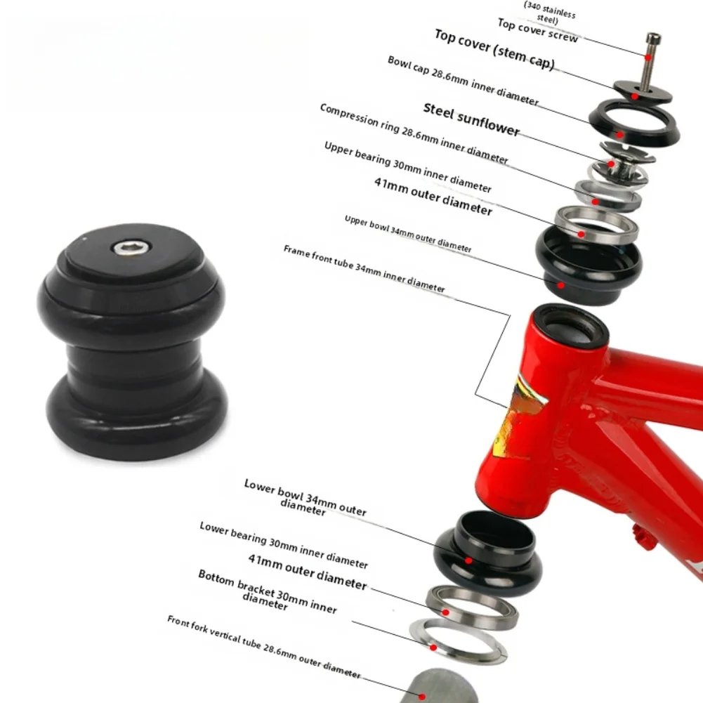 28.6mm for top Cap Headset for Straight Forks Mountain Bikes Compatible with 34/44mm Head Tube Aluminum Alloy Design