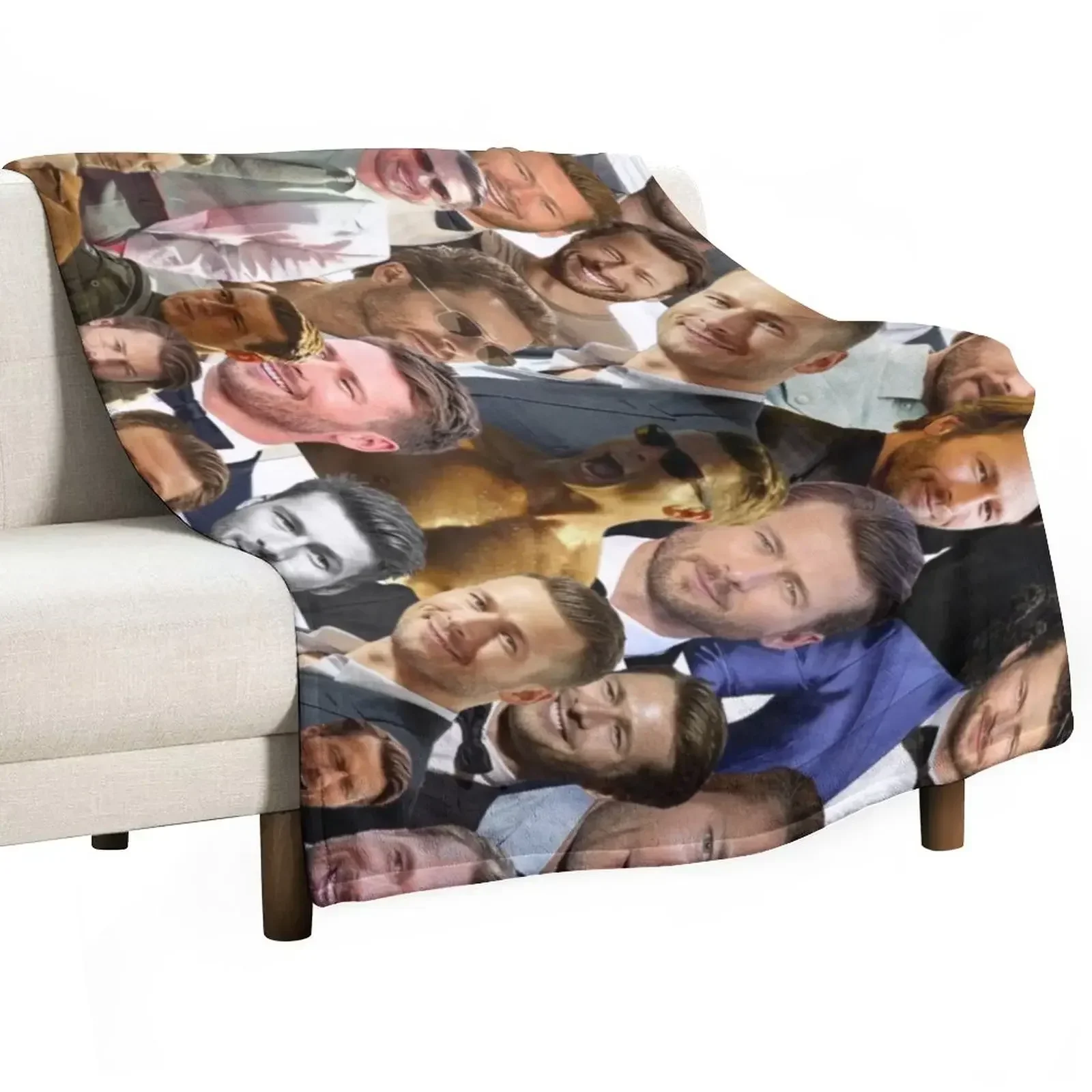 

glen powell photo collage Throw Blanket bed plaid Multi-Purpose Sofa Throw Blankets