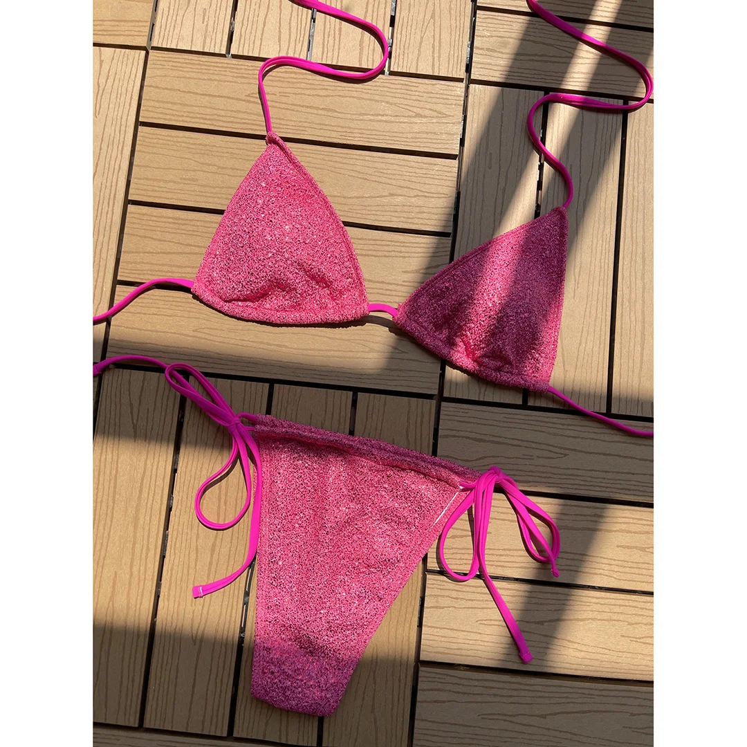 Glitzernder, funkelnder, umlaufender Mini-Bikini, Damen-Badebekleidung, zweiteiliger Bikini-Set, Badeanzug, Badebekleidung, Schwimmbekleidung V3759 – Detail 20
