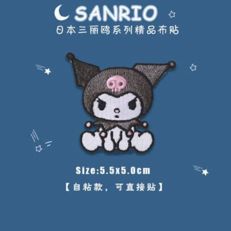 Sanrio Hello Kitty Cloth Stickers Anime Cartoon Kuromi My Melody Pochacco Cinnamoroll Embroidery Clothing Stickers DIY Patch