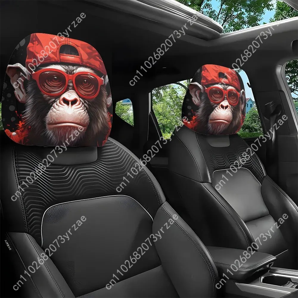 

Red Gorilla Car Seat Headrest Cover (2pcs) Environmentally Friendly Headrest Protector Breathable Comfortable Vehicle Decor