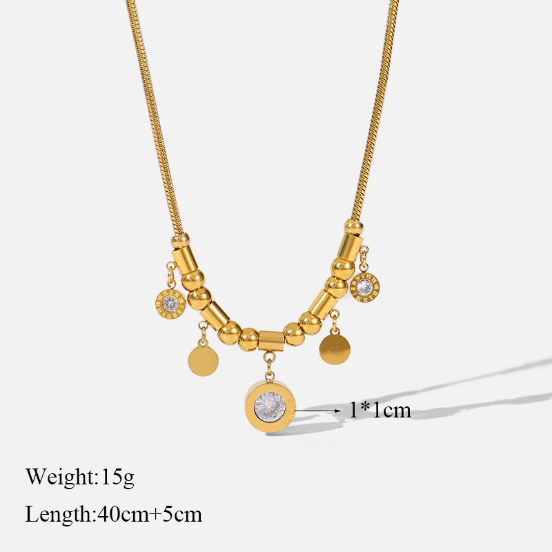 GANEMLY 316L Edelstahl Hohl Herz Halskette Armbänder Wasserdicht Schmuck Charme Metallic Gold Farbe Kette Mode Dame Geschenk – Detail 5