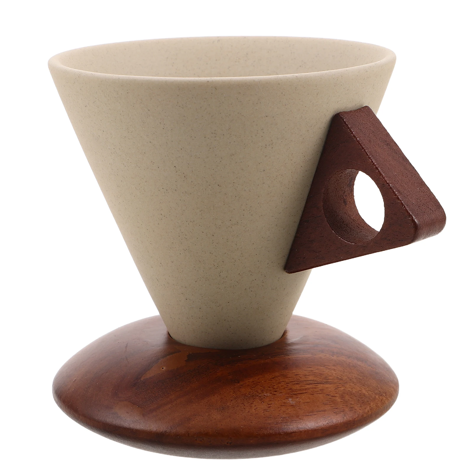 

Ceramic Funnel Coffee Cup Japanese Style Espresso Mug Wooden Base Heat Resistant Portable Lightweight Asian Tea Cup Set Creative