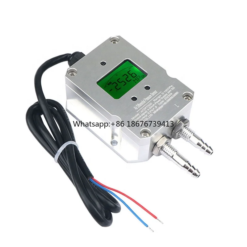 Micro Lcd Display air Rs485 Differential Pressure Sensor Dry Gas Wind  0-10v 4-20ma Pneumatic Pressure Transmitter Sensor
