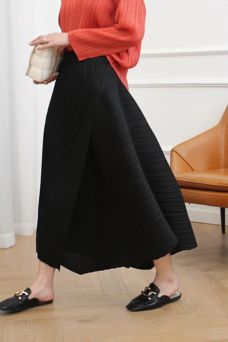 

MIyake Pleated Fold Loose Irregular Skirt for Women 2026 New High Waisted Korean Fashion Female Aesthetic Design Clothing