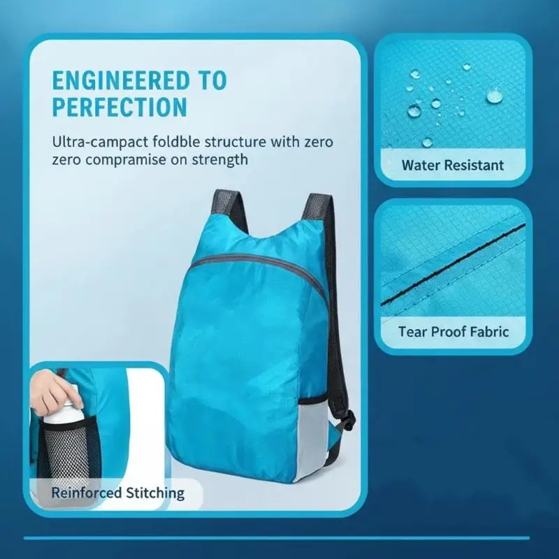 Folding Backpack Ultralight Waterproof Large Capacity Portable Rucksack for Men Women Outdoor Hiking Camping Travel