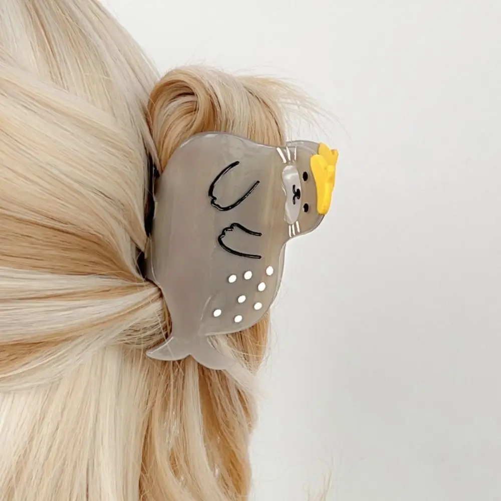 Creative Sea Lion Seal Acetate Hair Clip Geometry Ponytail Clip Ocean Animal Shark Clip Novetly Lovely Creative Hair Claw Daily
