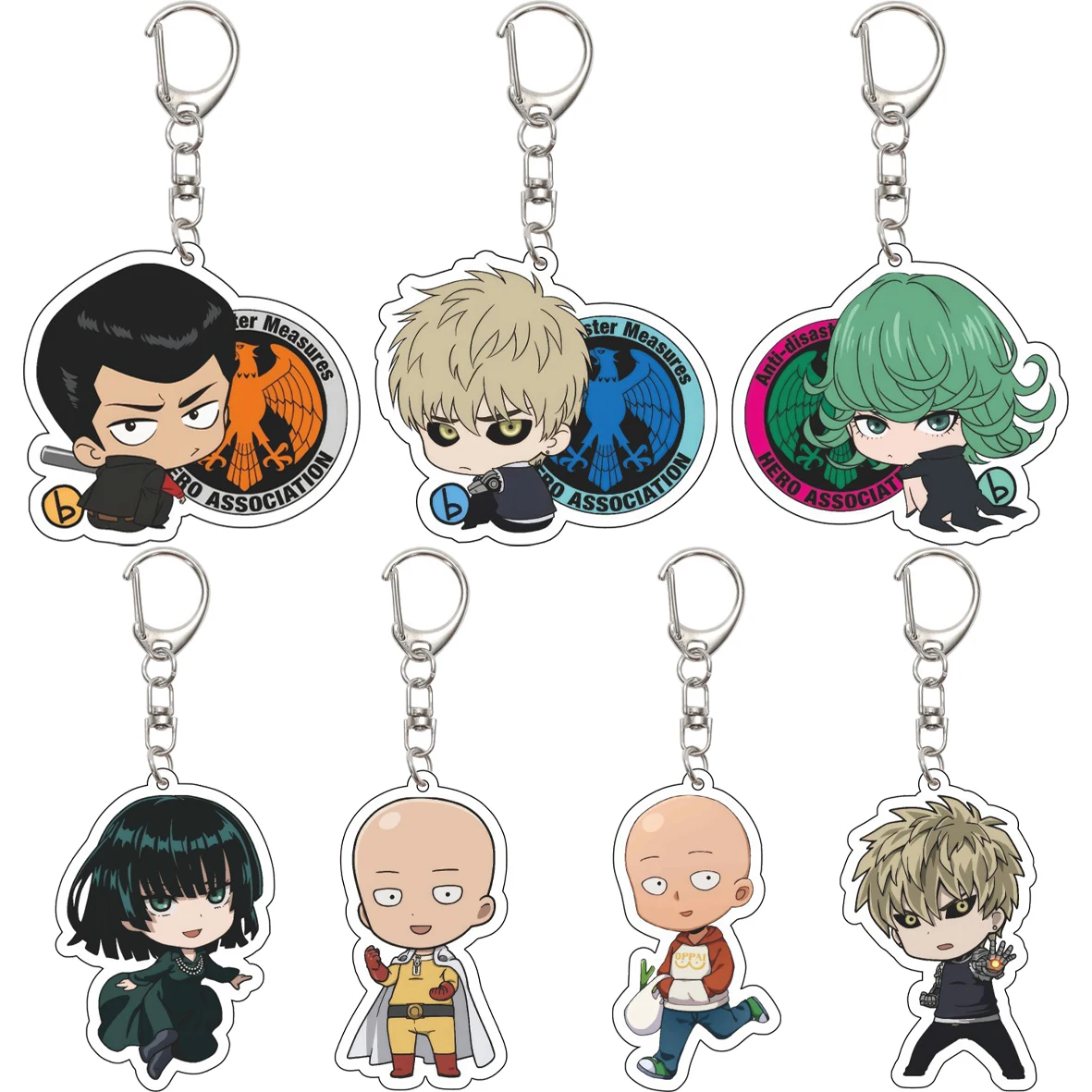 Llavero Acrílico de 55MM de Anime ONE PUNCH MAN: Saitama, Terrible Tornado, Tatsumaki, Genos, Blast King, Flashy Flash - Lindos Regalos de Cumpleaños
