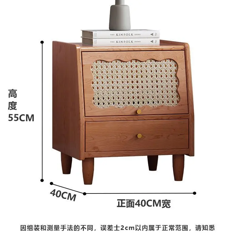 Retro Bedside Table Small Household Rattan Storage Bedroom Small Cabinet Bedside Locker Nightstands for Bedroom  Mesas De Noche