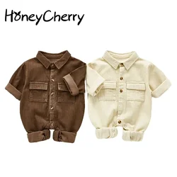 HoneyCherry Autumn Boy Treasure Baby Romper Frock Romper Casual One-Piece Suit Corduroy Romper Baby Boy Clothes