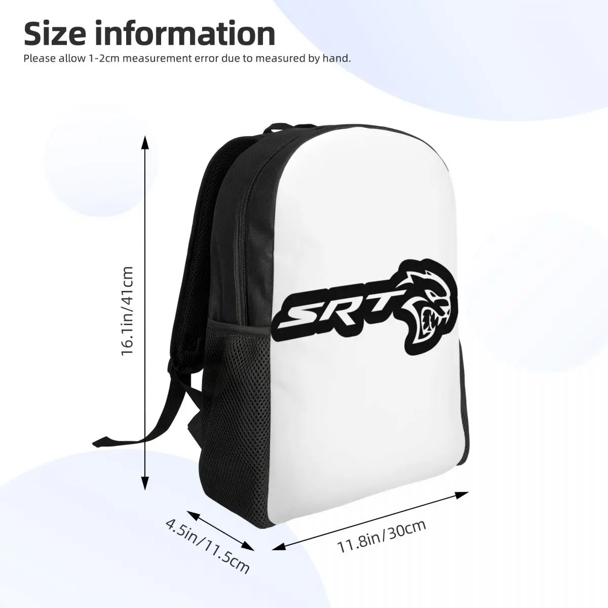 SRT Hellcat Demon Dodge Challenger รถแข่งนักเรียนกระเป๋าเป้สะพายหลังกระเป๋านักเรียนเดินป่าท่องเที่ยว Daypack สําหรับผู้ชายผู้หญิงแฟชั่น Bookbag