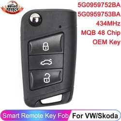 KEYECU OEM per Volkswagen MQB Golf per Skoda Octavia A7 Remote Key Fob muslimah 434MHz ID48 Chip Half Keyless