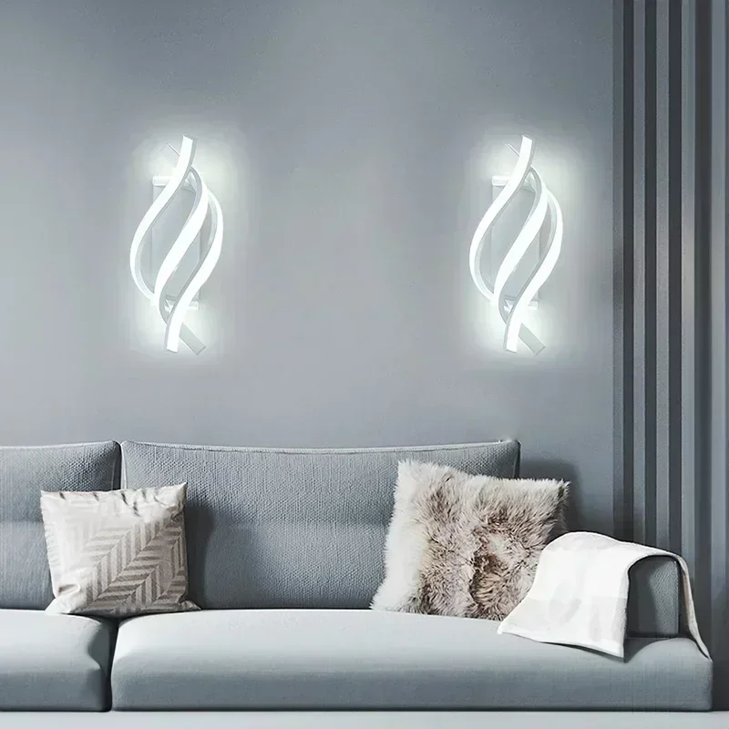 

Modern LED Wall Light Curved Design Spiral Wall Lamp for Living Room Bedroom Bedside Aisle Home Decor Indoor Sconce Lighting