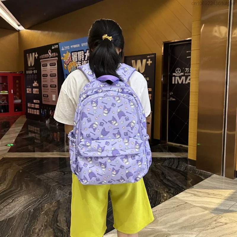 Sanrio Kuromi ransel motif kartun Y2k gadis manis gaya Korea tas sekolah kapasitas besar imut tas perjalanan modis baru wanita