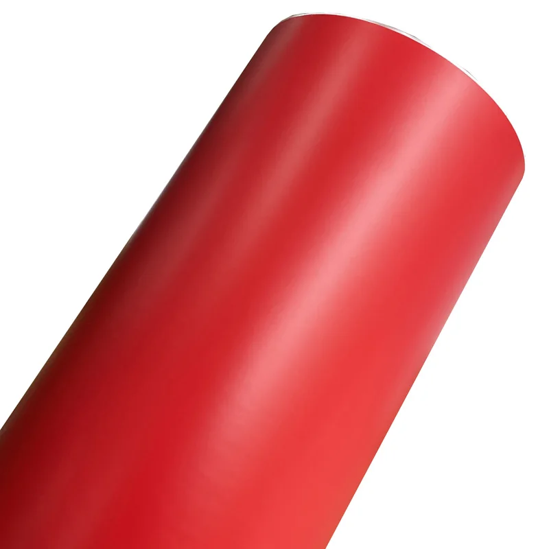 Matte Red Vinyl Wrap Roll with Air Release DIY Adhesive Car Decal Wrapping