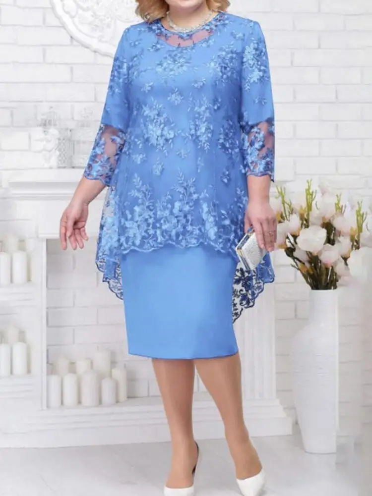 Grote maat kant geborduurd Dr-set hoge taille A-lijn rok avondjurk Ele Fem Faion herfstcollectie 2023