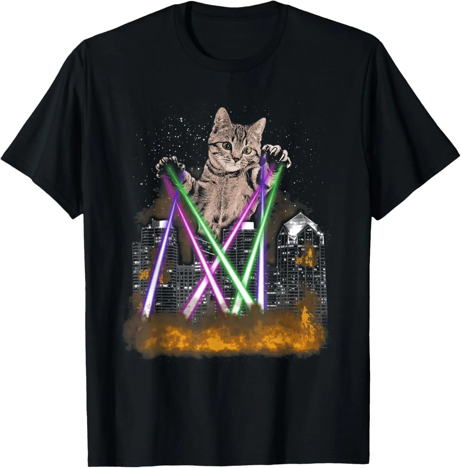 Laser Cat - Giant Kitten Destroying City Funny Cat Meme T-Shirt