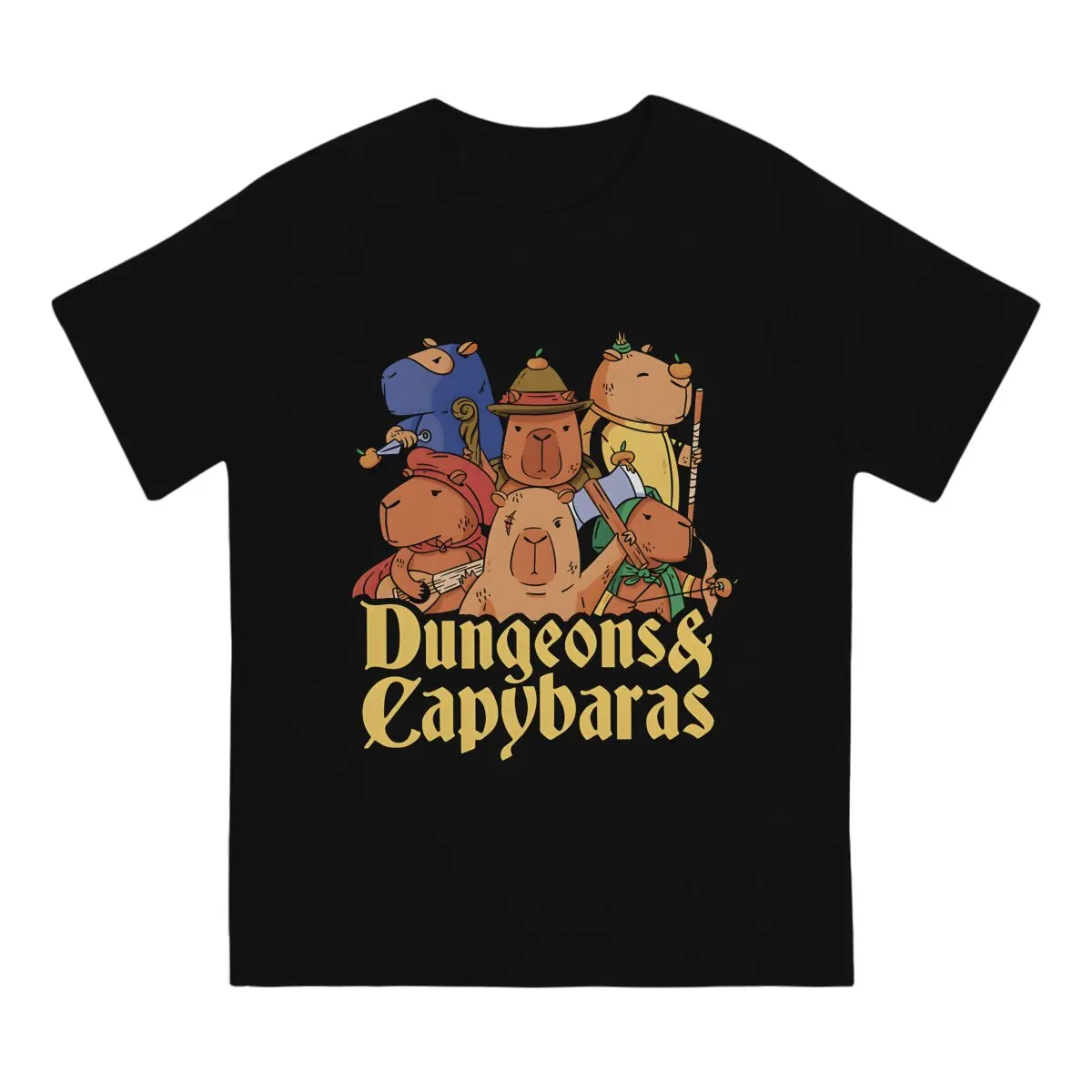 Cute Capybara Dungeons And Capybaras Tshirt Men Tops Vintage Summer Short Sleeve T Shirt