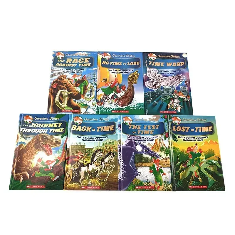 7 libros Geronimo Stilton viaje a través del tiempo Humor valiente ficción cómica padres e hijos historia para niños libro de cuentos con imágenes en inglés