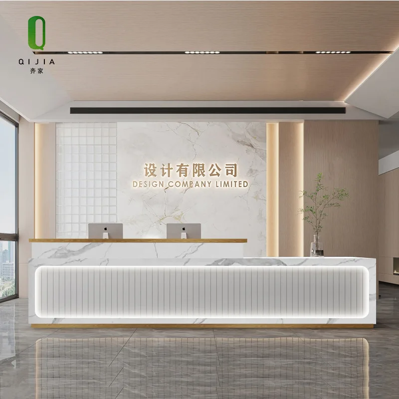 Company front desk clothing store checkout page milk tea shop beauty salon hair salon institution training reception desk