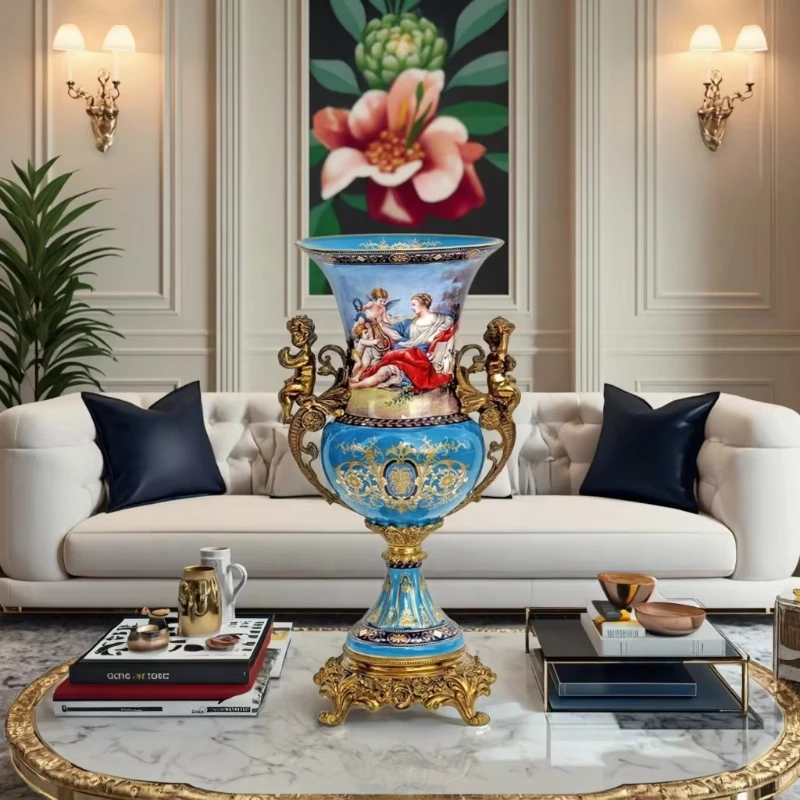 

Европейская роскошная фарфоровая антикварная ваза ангел французская придворная фигура классическая бронзовая ваза вилла украшение для гостиной